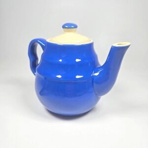 Vintage Oxford Stoneware USA Teapot with Lid Mid-Century MCM Vibrant Blue  USA